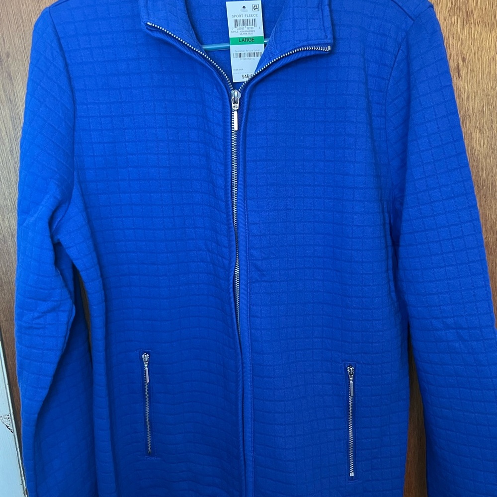 Blue Utility Jacket with Quilted Design and Stand-Up Collar - Picture 2 of 5